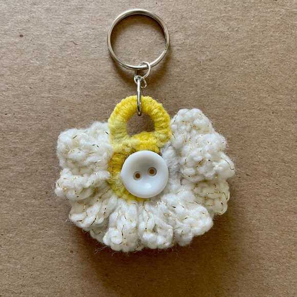 Handmade Keychain, Crochet Backpack Charm, Floral Charm - Picture 2 of 5